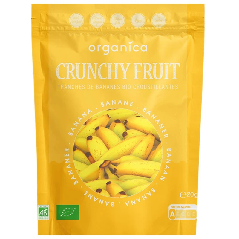 BANANE CRUNCHY FRUIT BIO - 100% Bananes Biologiques Lyophilisées 1 BANANE CRUNCHY FRUIT BIO - 100% Bananes Biologiques Lyophilisées